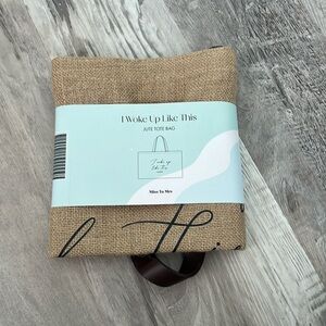 Miss to Mrs. I Woke Up Like This #married Jute Tote Bag NWT